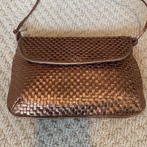 Bronze Textured Leather Cross Body Bag